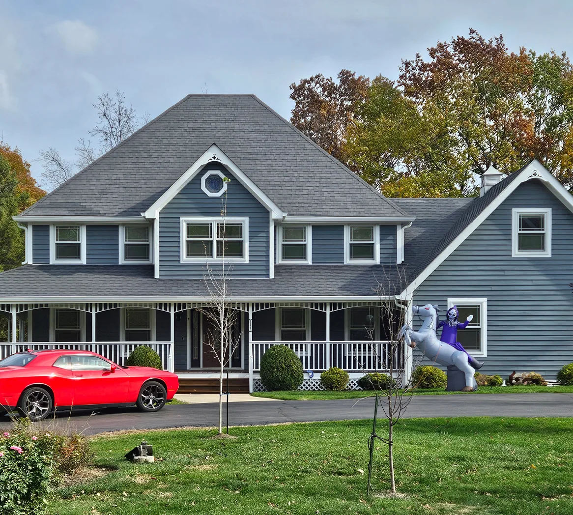 Exterior of residential home after new coat of paint.